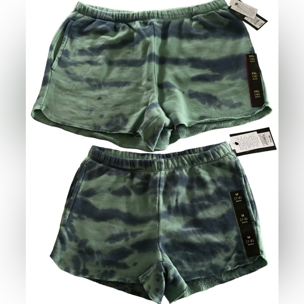 ART CLASS Green Tie Dye Shorts - Mommy & Me Matching Shorts (Kids 7/8 & Adult L)